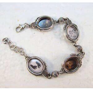 Brighton Photo Locket Charm Bracelet with Oval Frame Links & Heart Charm Clasp